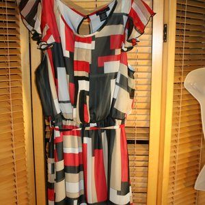 Timing Dress with White Red Tan Black Colors Size L